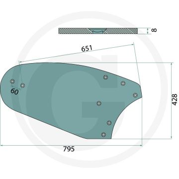Rister-achterstuk inclusief bouten, rechts - passend voor b40, b30, b20