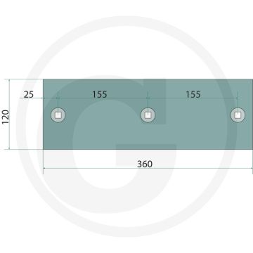 Zoolijzer kort, rechts / links - breedte 120mm, lengte 360mm