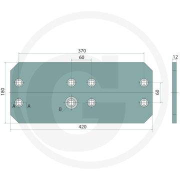 Zoolijzer rechts / links - dikte 12mm, breedte 180mm, lengte 420mm