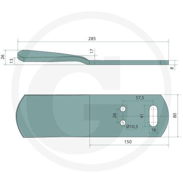 Risterstrip rechts - passend voor lichaam: b20, b25, b25h, b30, b35, b40, c30, c32, c40, d50, m50, m55, p50, p55