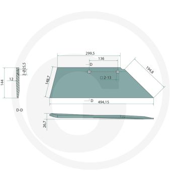 Beitel Links, 18” Versterkt, Dikte: 11 Mm