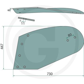 Rister-achterstuk incl. bouten, links - bouten met moer inclusief: 7 x 1801035810