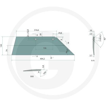 Schaar Links, 18", Dikte: 10 Mm