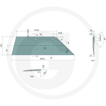 Schaar inclusief bouten, links, 18” - passend voor b20, b25, b25h, b30, b35, b40, bs20, bs40, bs42, d50, us35, us40, duramaxx schnellwechselsystem - 1801235810