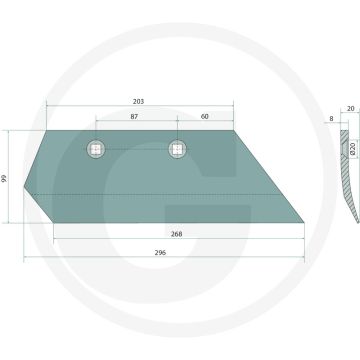 Voorschaar rechts - passend voor lichaam: d35-40, d40-45, fl50x30-10