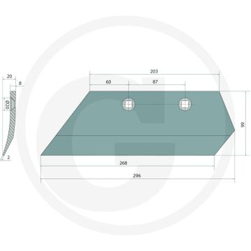 Voorschaar inclusief schroeven, links - breedte 99mm, lengte 268mm, gatafstand 87mm