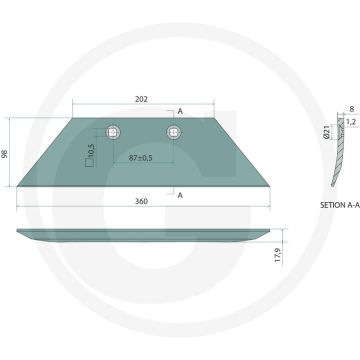 Voorschaar inclusief bouten, rechts / links - passend voor lichaam: d35-40, d40-45, fl50x30-10