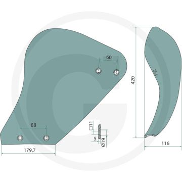 Mestinlegger-rister inclusief bouten, rechts - 4 x 1801030810
