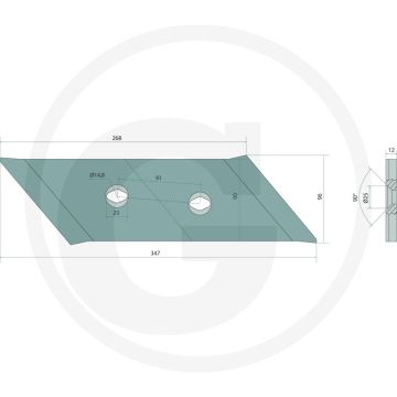 Schaarpunt links - totale lengte 268mm