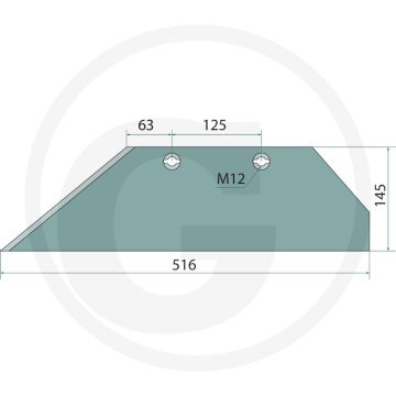 Schaar-achterstuk links, 539 mm lang - type: sh15g