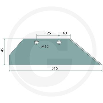 Schaar-achterstuk inclusief bouten, rechts, 539 mm lang - 2 x 18012351410 inclusief