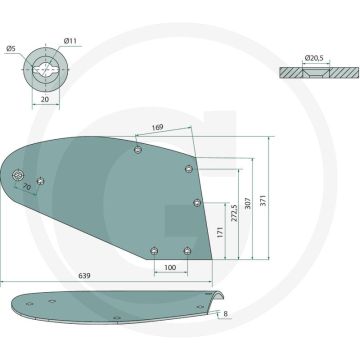 Rister-achterstuk inclusief bouten, rechts - passend voor lichaam: 30-27 uf