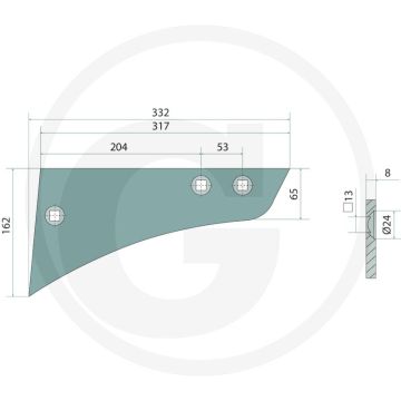 Rister-voorstuk inclusief bouten, rechts - vrp292o