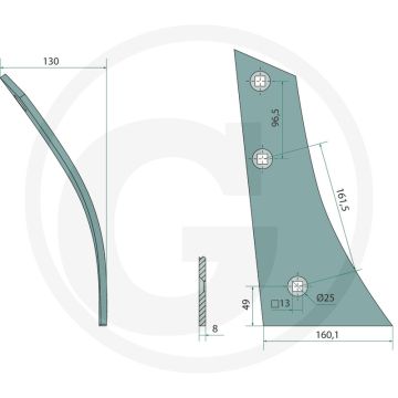 Rister-voorstuk rechts, voor strokenrister - passend voor bp-342 r v, bp-343 r, sbp-343 r v - vrp342r