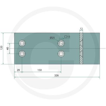 Zoolijzer inclusief bouten, kort, rechts / links - vp351w passend voor bp-320 w, bp-324 w, bp-330 ws, bp-340 w, bp-341 w, bp-350 w, bp-350 ws