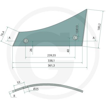 Rister-voorstuk rechts, voor strokenrister vrp350w bp-350 w