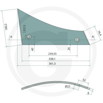 Rister-voorstuk links, voor strokenrister vrp350wl bp-350 w