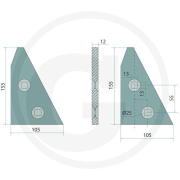 Zoolpunt yp-340 - dikte 12mm, breedte 105mm, lengte 155mm, passend voor bp-340w, bp341w