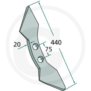 Tweezijdige beitel radius: 300 - werkbreedte 135mm
