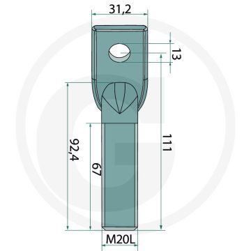 Draadeinde links m20l
