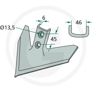 Ganzenvoetbeitel - werkbreedte 254mm, 47° werkhoek