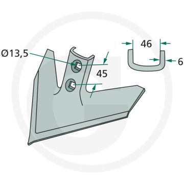 Ganzevoetbeitel werkhoek: 47° - werkbreedte 350mm