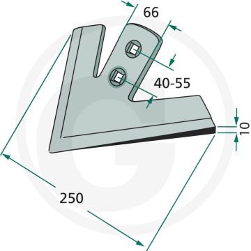 Ganzevoetbeitel radius: 300 - werkbreedte 250mm