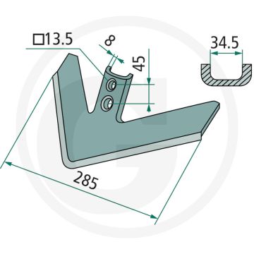 Ganzevoetbeitel 285mm werkbreedte