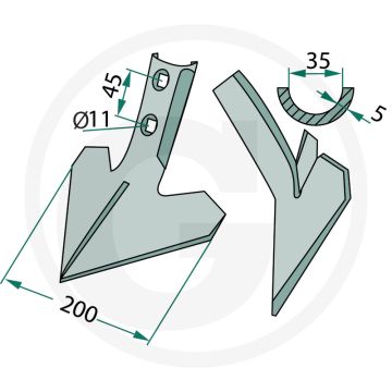 Ganzenvoetbeitel - werkbreedte 200mm