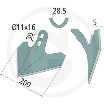 Ganzevoetbeitel 200 x 5 mm - werkbreedte 200mm
