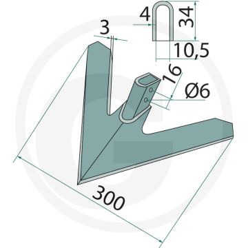 Ganzevoetbeitel 300 x 3 mm - werkbreedte 300mm