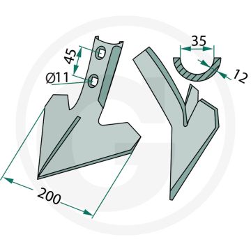 Heavy duty ganzenvoetbeitel met hardgesoldeerde hardmetalen slijtplaat - werkbreedte 200mm