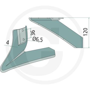 Halve schaar links - werkbreedte 120mm