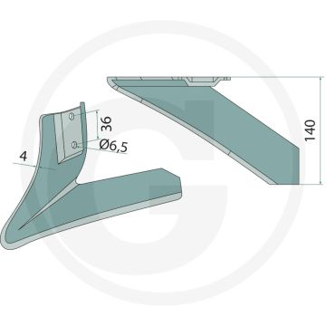 Halve schaar links - werkbreedte 140mm