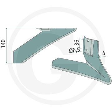 Halve schaar rechts - werkbreedte 140mm