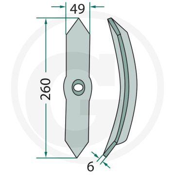 Beitel inclusief bout - werkbreedte 49mm