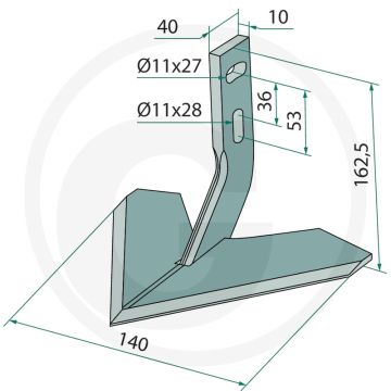 Vleugelschaar 140 mm - gat-Ø 11x27, 11x28