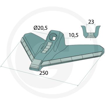 Ganzevoetbeitel 250 mm, hardmetaal - werkbreedte 250 mm
