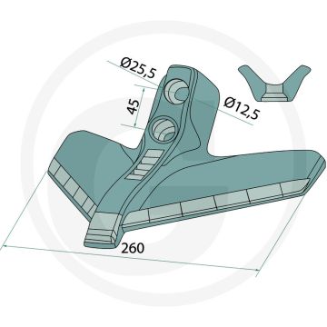 Ganzevoetbeitel 260 mm, hardmetaal - werkbreedte 260 mm