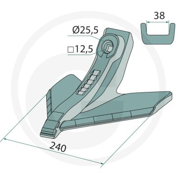Heavy duty gänsefußschar hartmetall beschichtet - werkbreedte 240mm