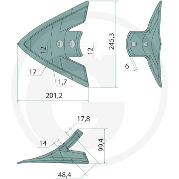 Gänsefußschar 245mm - werkbreedte 245mm