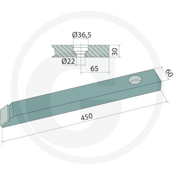 Heavy duty schaarpunt met hardgesoldeerde hardmetalen slijtplaat - dikte 30mm