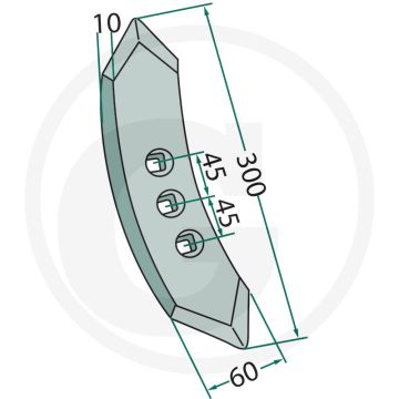Beitel - passend voor köckerling - 300 x 60 x 10 mm