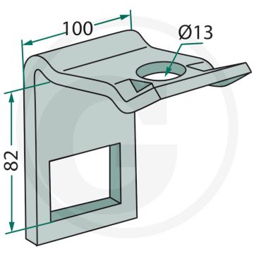 Houder voor frame 70 x 70, voor pen 70 x 12 - montagetip: gebruik geen luchtdrukgereedschappen - 70 x 70 / 70 x 12
