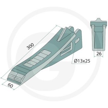 Heavy duty scharspitze - werkbreedte 60mm