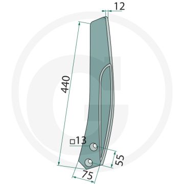 Rister, bord gauche - type : duolent - boulons appropriés : m12 din 608