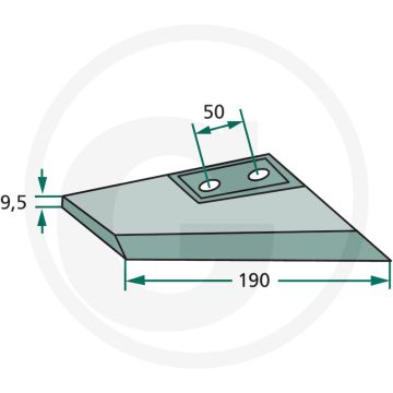 Vleugelschaar links - werkbreedte 190mm