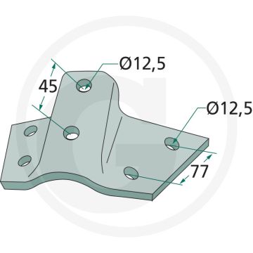 Houder los brede cultivatorsteel: 25 mm tip voor montage: voor cultivatorsteel 25 mm
