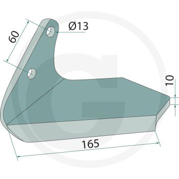 Vleugelschaar links - werkbreedte 165mm