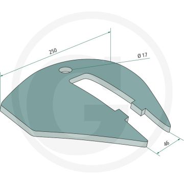 Vleugelschaar 250 mm - werkbreedte 250 mm